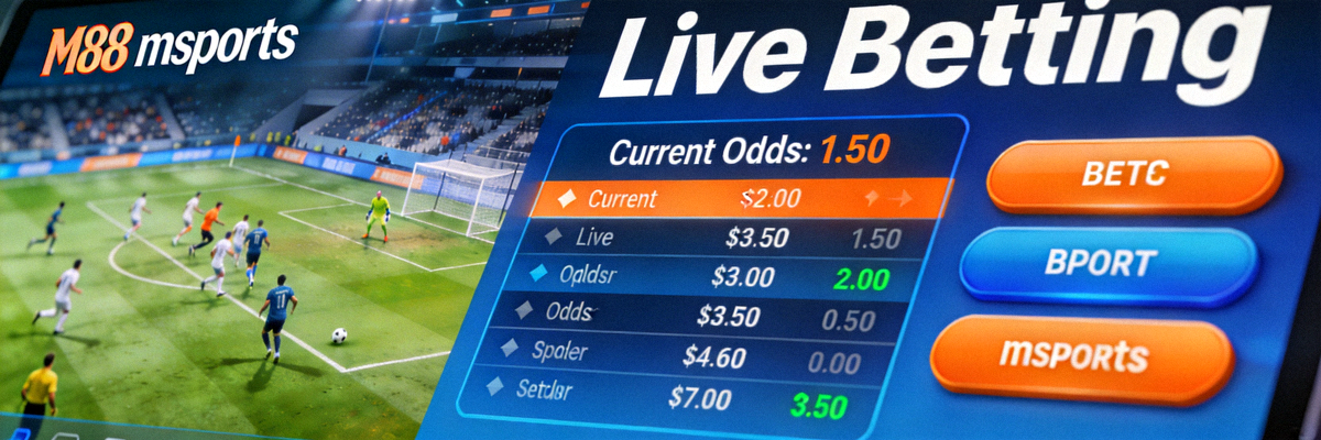 Tampilan live betting atau taruhan langsung pada pertandingan olahraga di M88 msports